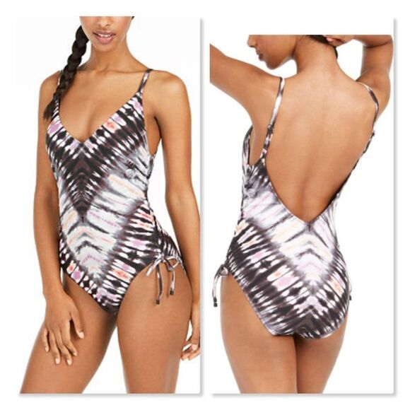 Bar III Tie-Dyed Low-Back One-Piece Swimsuit- NEW